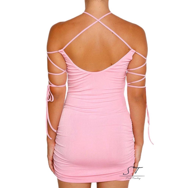 Đầm Mini Dáng Ôm Không Tay Hở Lưng Thiết Kế Khoét Rỗng Thời Trang CY03 Cho Nữ