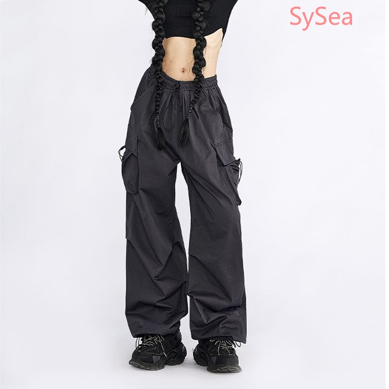 Quần Dài Lưng Cao Dáng Rộng Phối Túi Cá Tính Cho Nữ