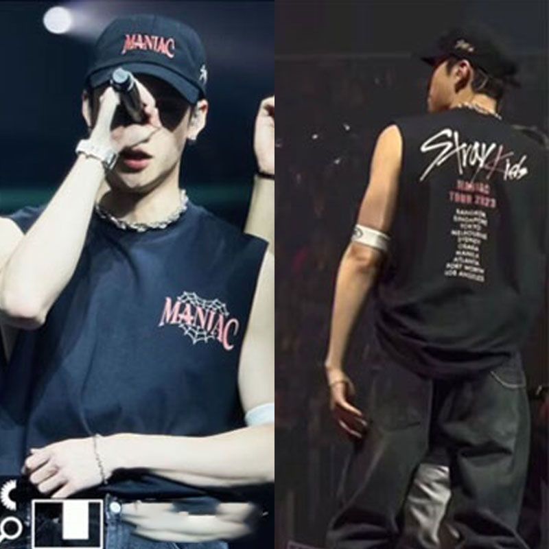 Áo Thun Cotton Tay Ngắn In Chữ KPOP Stray Kids 2nd World Tour Concert 2023 MANIAC Thời Trang Cho Cặp Đôi
