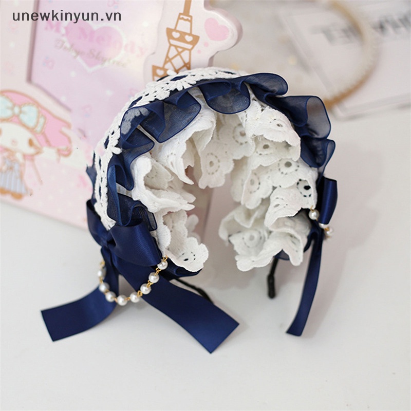 Băng Đô Cài Tóc Đính Nơ Ren Phong Cách lolita Nhật Bản