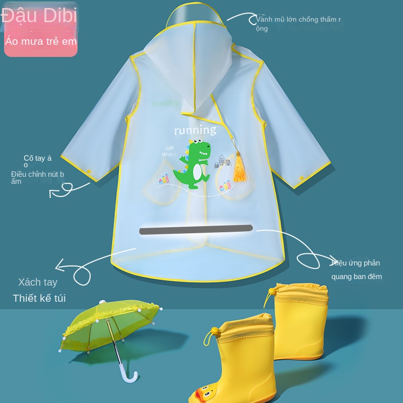 Áo Mưa Dày Dặn Chống Thấm Nước In Họa Tiết Hoạt Hình Dễ Thương Cho Bé