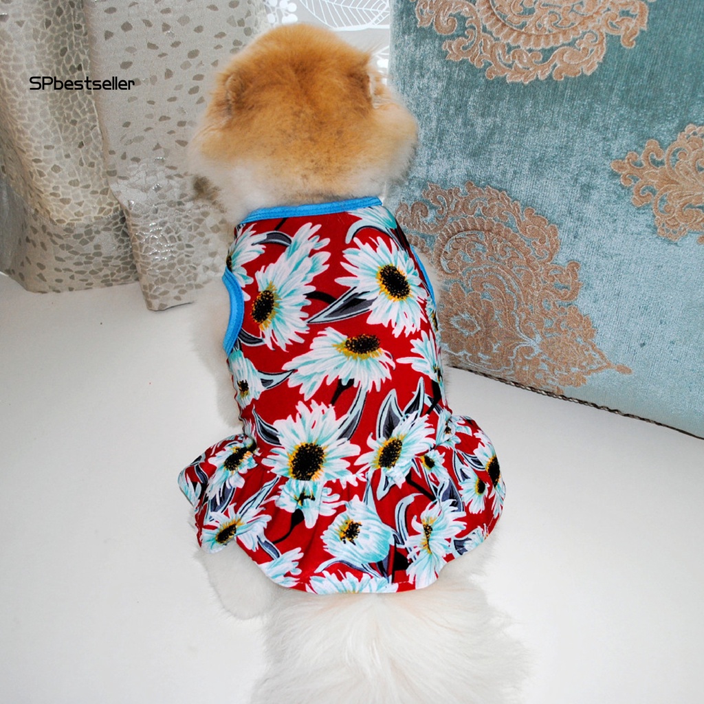 Spbestsellkr Đầm Mỏng Ôm Dáng Xếp Ly In Hoa Dễ Thương Thoáng Khí Thời Trang Mùa Hè Ngọt Ngào Cho Cún Cưng