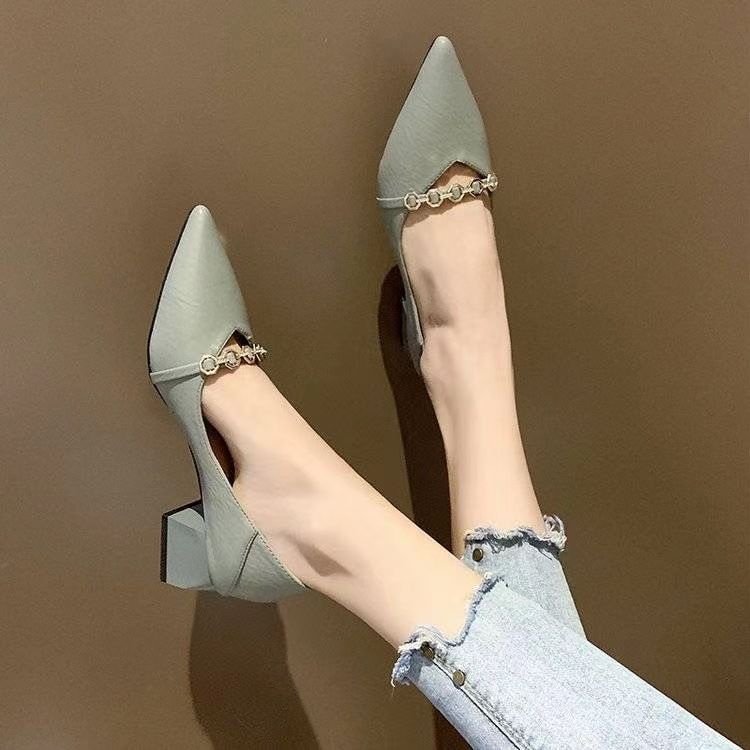 Giày Cao Gót 4cm Mũi Nhọn Thời Trang Mùa Thu 2023 Cho Nữ