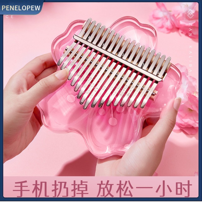 Đàn Kalimba 17 / 21 Phím Hình Hoa Đào Bằng Acrylic Cho Bé