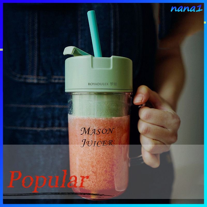 Nước trái cây cầm tay cup với rơm nhỏ cầm tay máy ép trái cây điện không dây Mini Máy ép trái cây lắc Máy ép trái cây Máy xay sinh tố thực phẩm Máy ép trái cây máy