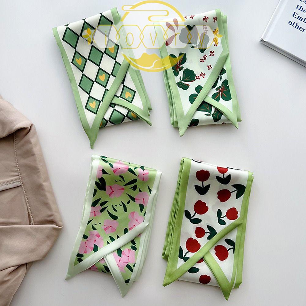 Khăn Choàng Cổ / Băng Đô Cài Tóc Dài In Họa Tiết Hoa Tulip Phong Cách Hàn Quốc Ngọt Ngào