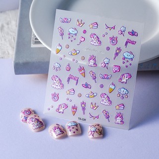  Miếng Dán Móng Tay Dập Nổi Ba Chiều Phong Cách Mới Với Kỳ Lân My Little Mary