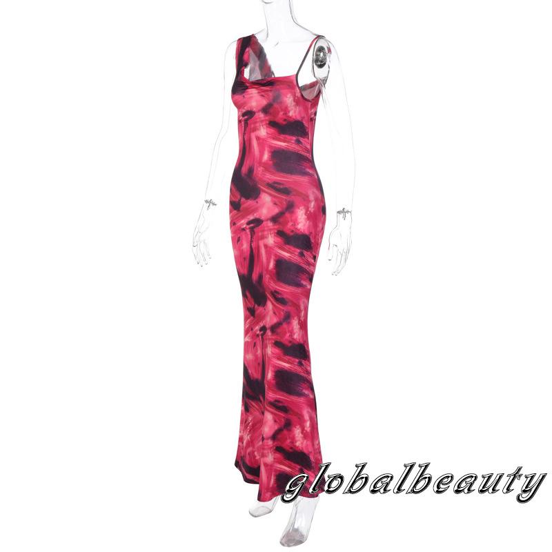 Đầm Hai Dây Dáng Dài Màu Nhuộm Thời Trang Mùa Hè Cho Nữ