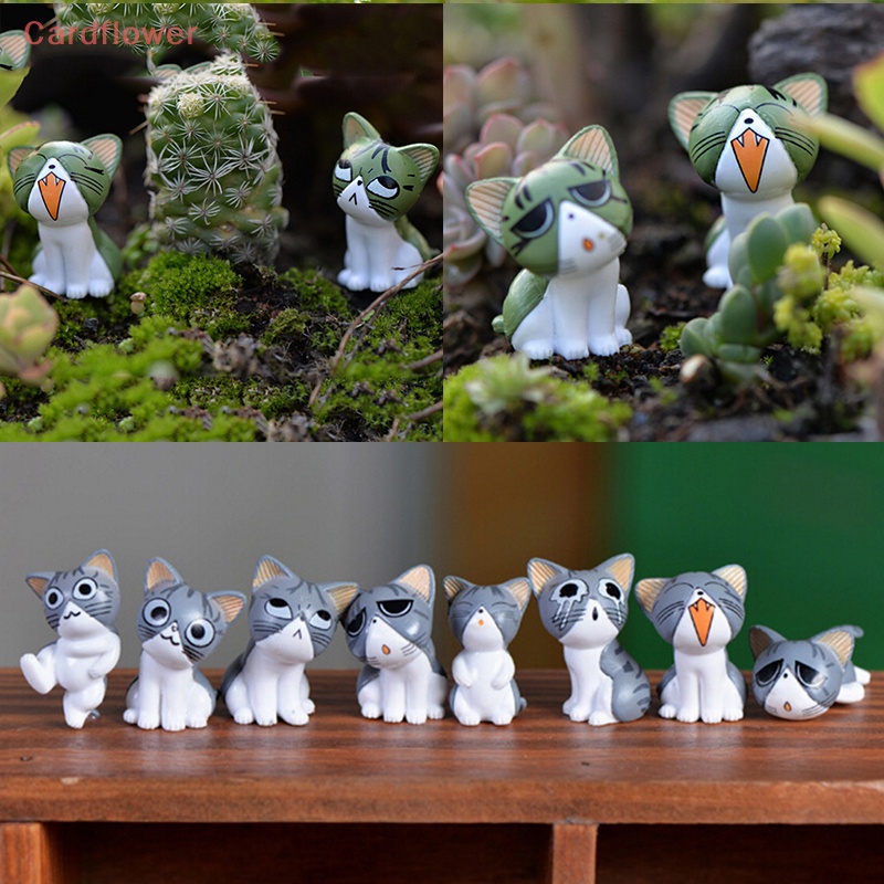Bộ 8 Tượng Mô Hình Mèo Kitty Bằng Nhựa Resin Mini Trang Trí Sân Vườn Mới