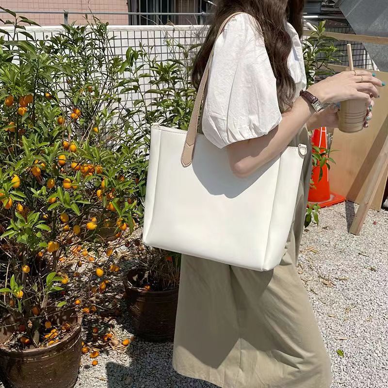Túi tote Đeo Vai Cỡ Lớn Màu Trơn Có Khóa Kéo Thời Trang Cho Nữ