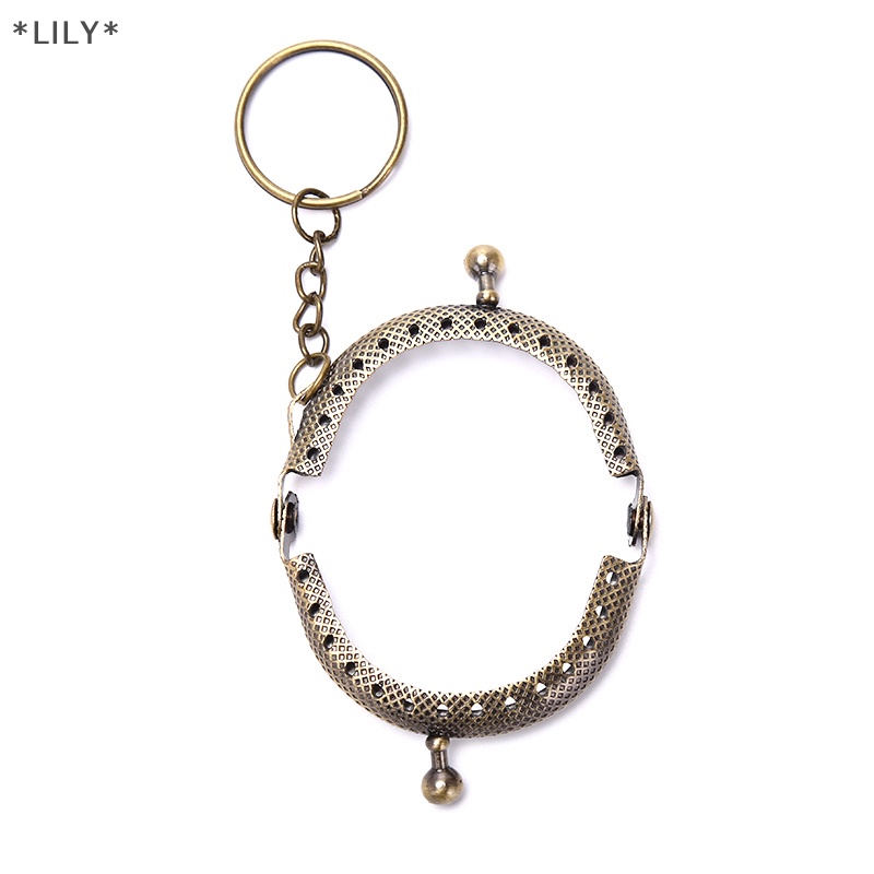 Lily 1PCS 5cm đồng xu Ví kim loại khung với Keychain DIY vòm khung hôn Clasp khóa uuuu