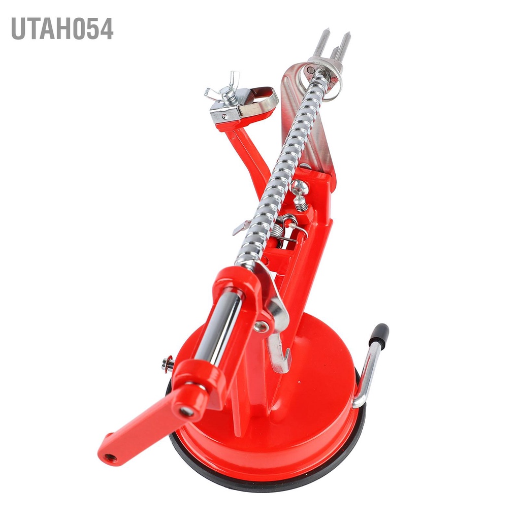 Utah054 Dụng Cụ Gọt Vỏ Khoai Tây 3 Trong 1 Corer Cắt Xoắn Ốc Lưỡi Dao 304 Tay Quay Cho Nhà Bếp Hàng Lớn Màu Đỏ
