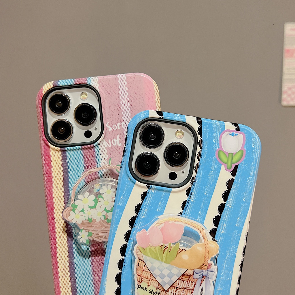 Ốp Điện Thoại PC Cứng Chống Sốc Họa Tiết Hoa Kèm Giá Đỡ Cho iPhone 11 13 12 14 Pro Max