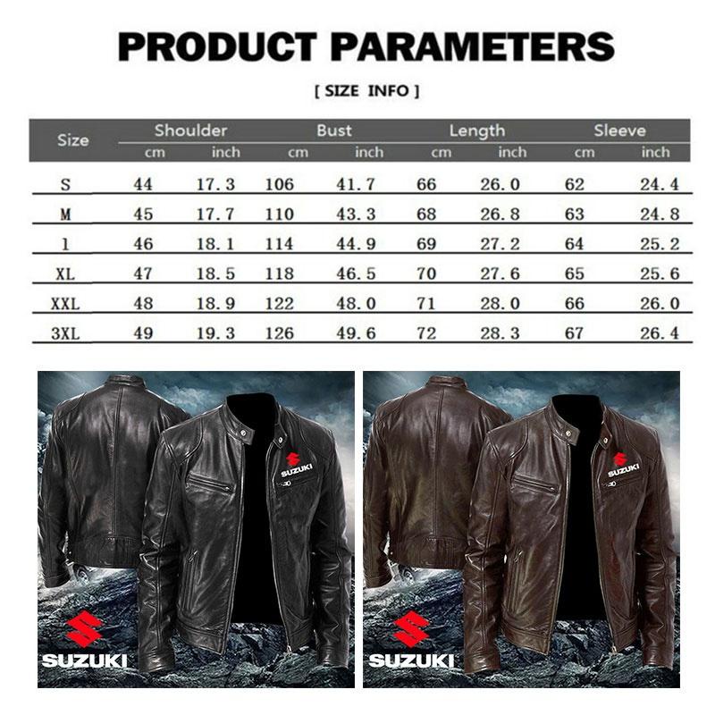 SUZUKI Áo Khoác Bomber Bằng Da Tay Dài Cổ Đứng Kiểu Vintage Thời Trang Thu Đông Cho Nam