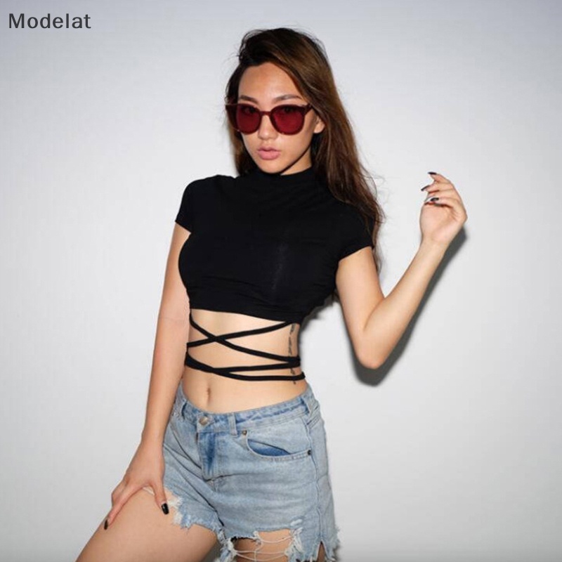 Áo Thun Crop Top Tay Ngắn Cổ Tròn Màu Trơn Thời Trang Mùa Hè Cho Nữ