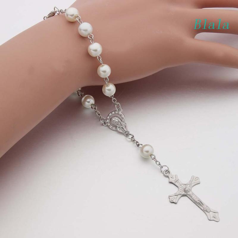 Set 2 Vòng Tay Chuỗi Hạt Ngọc Trai Cầu Nguyện Thánh Giá Cho Xe Hơi