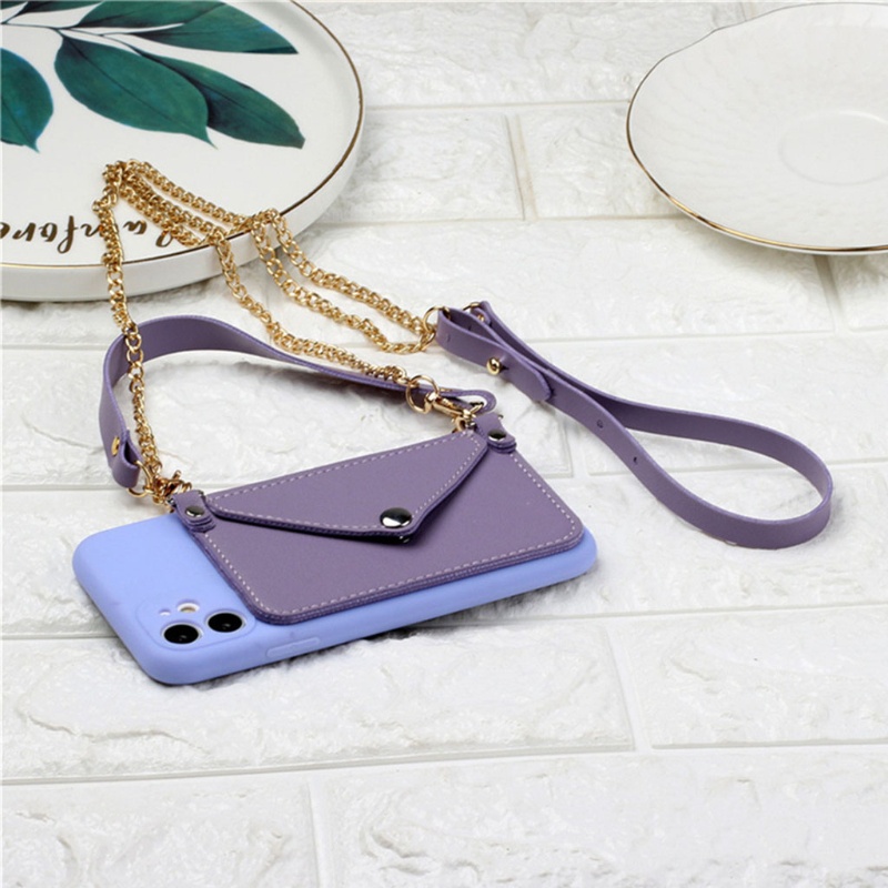 Ốp Điện Thoại Da PU Dạng Ví Nắp Lật Có Ngăn Đựng Thẻ Và Dây Đeo Cho Iphone