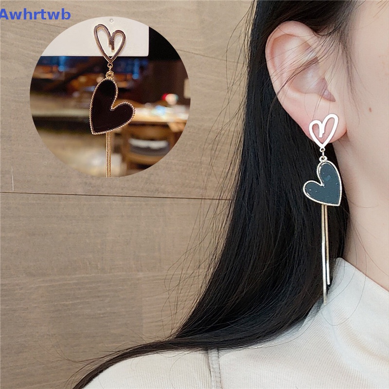 1 Đôi Bông Tai Dài Hình Trái Tim Màu Vàng Thời Trang Dành Cho Nữ Mới