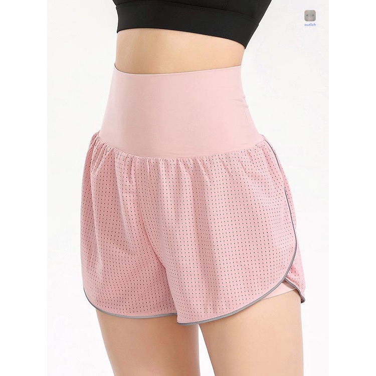 Quần Short Thể Thao Lưng Cao 2 Trong 1 Thoáng Khí Thời Trang Cho Nữ