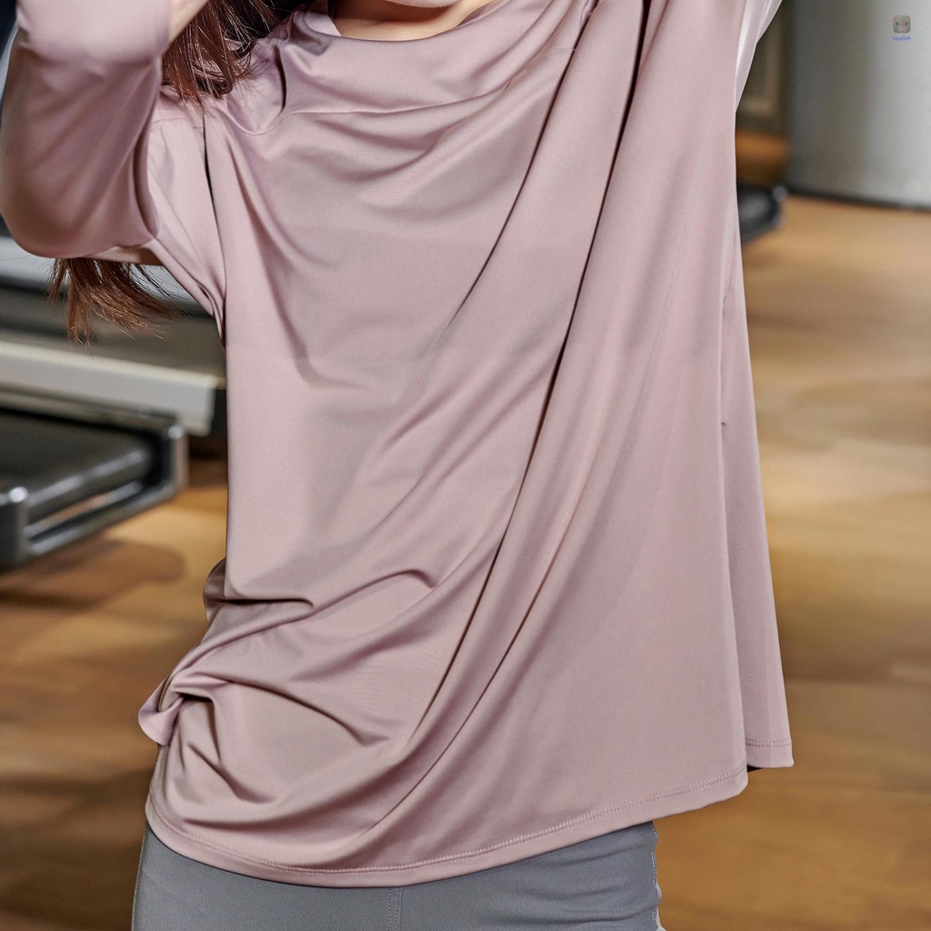 Áo Thun Thể Thao Tay Dài Cổ Tròn Phối Lưới Thoáng Khí Khô Nhanh Chống Ẩm Cho Nữ