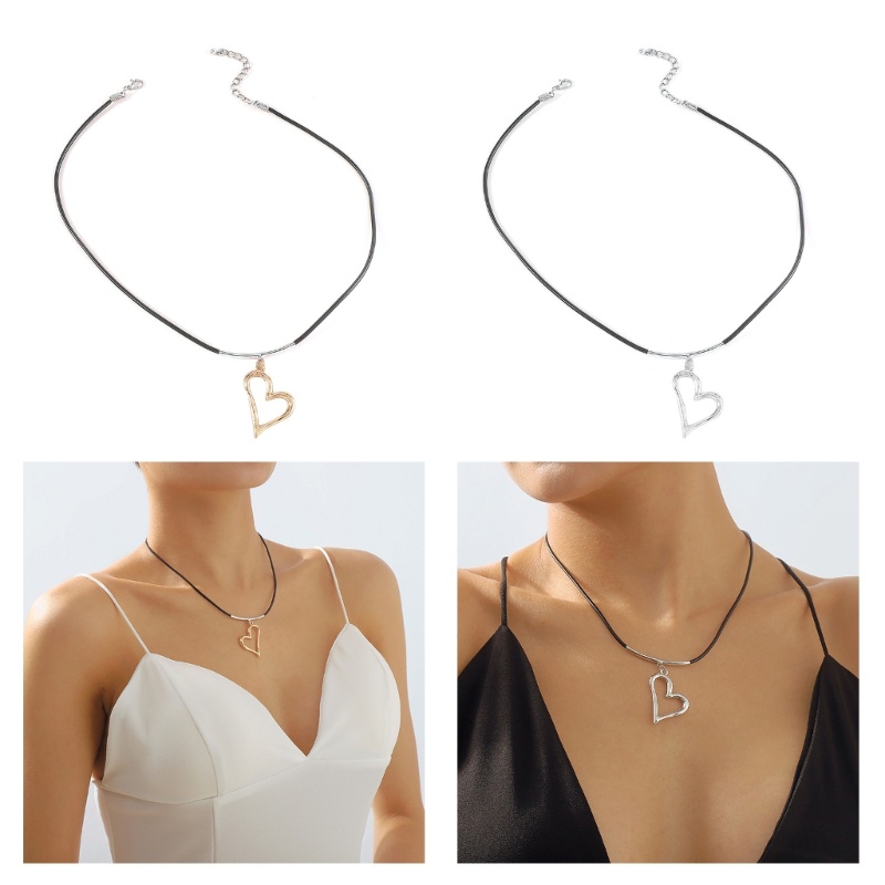 Vòng cổ Da Mặt Hình Trái Tim Rỗng Phong Cách Hàn Quốc Thời Trang Cho Nữ