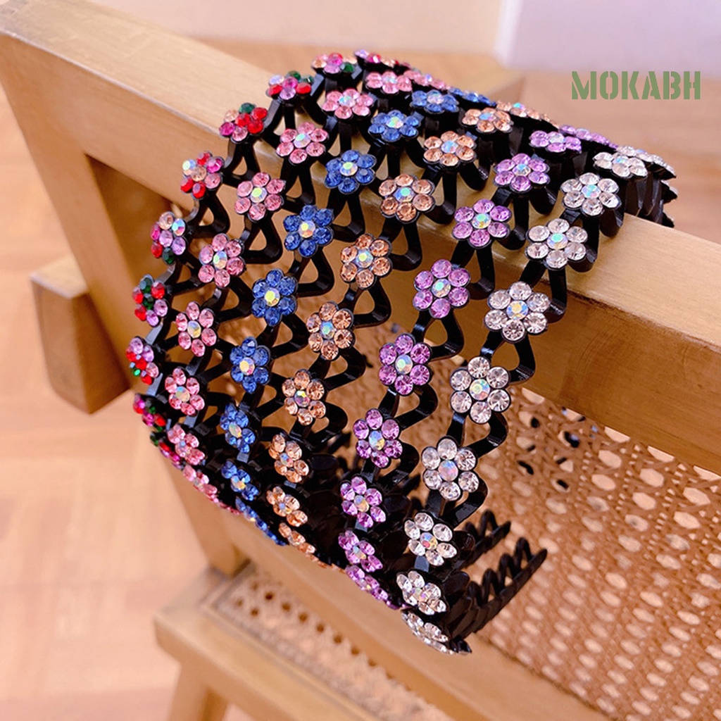 Băng Đô Cài Tóc Bằng Nhựa Resin Chống Trượt Trọng Lượng Nhẹ Trang Trí Hoa Đính Đá