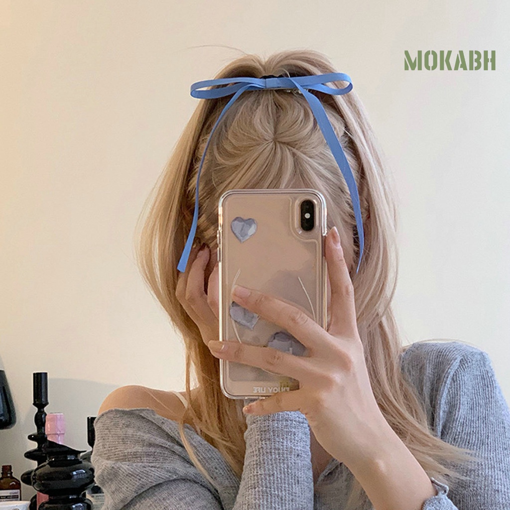 Bộ 2 Dây Cột Tóc Ruy Băng Mềm Mại Màu Trơn Không Phai Cho Nữ