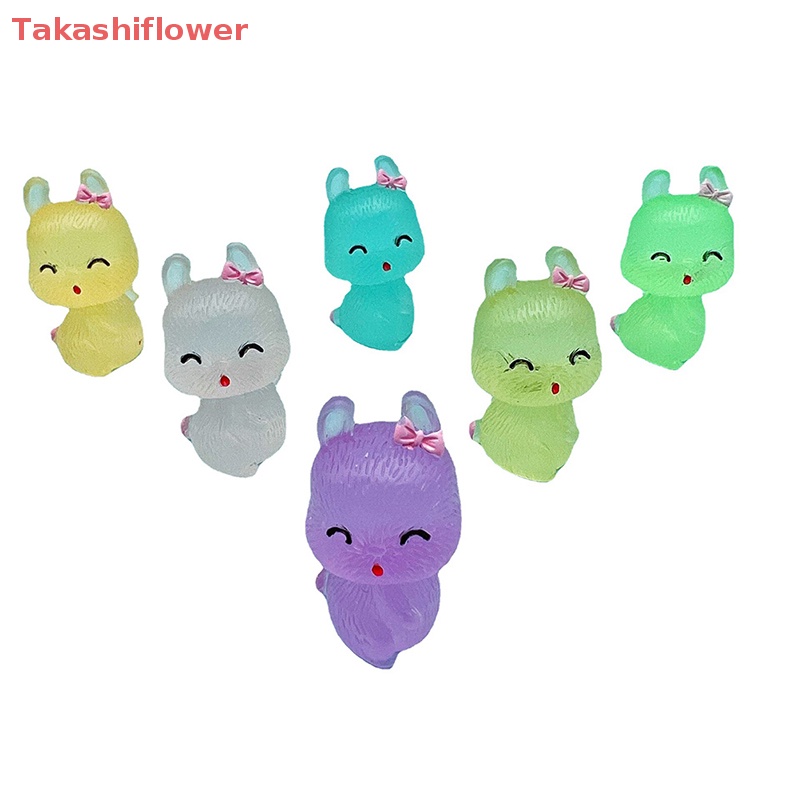 Set 2 Phụ Kiện Trang Trí Điện Thoại Hình Chú Thỏ Mini Bằng Nhựa Resin Dạ Quang DIY