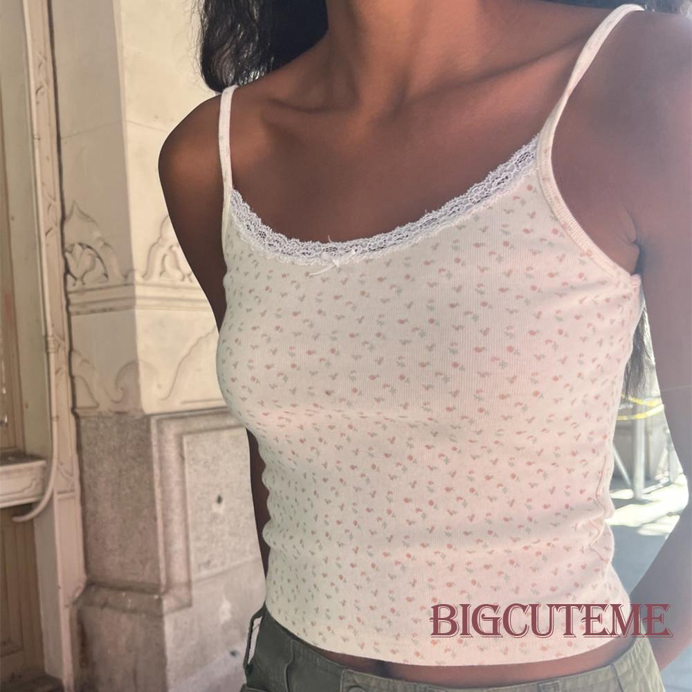 Áo Crop Top Không Tay Cổ Chữ U In Hoa Thời Trang Đường Phố Dành Cho Nữ