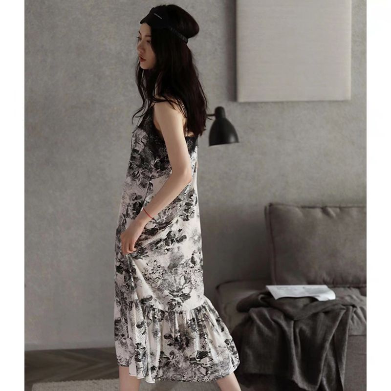 Đầm Ngủ Hai Dây Mỏng Mùa Hè Có Đệm Ngực Gợi Cảm Có Thể Mặc Ở Nhà Cho Nữ