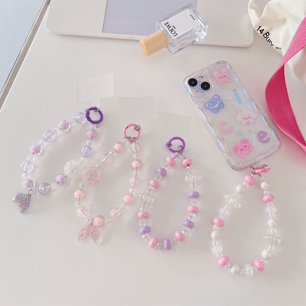 Dây Đeo Điện Thoại / Tai Nghe Bằng Acrylic Ngắn Gắn Nơ Bướm Hoạt Hình Cho iphone / airpods