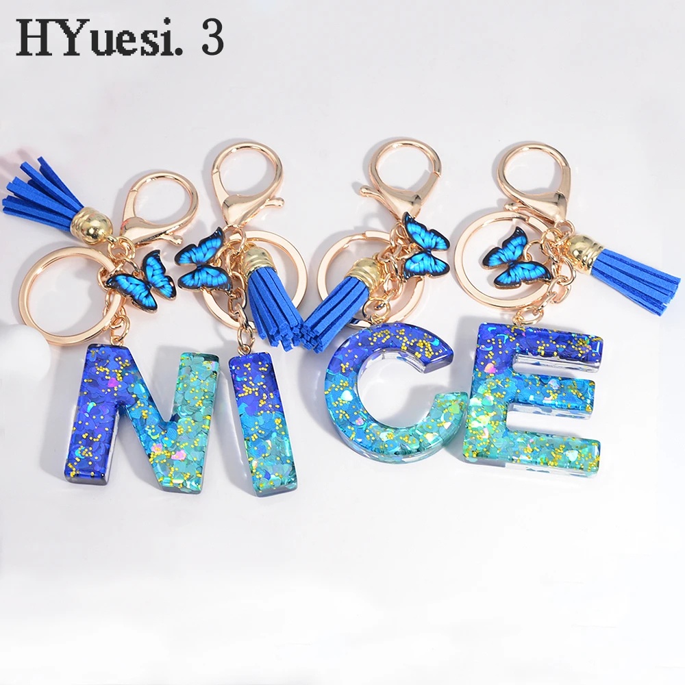 Móc Khóa Hình 26 Chữ Cái A-Z Đính Sequin Lấp Lánh Thời Trang