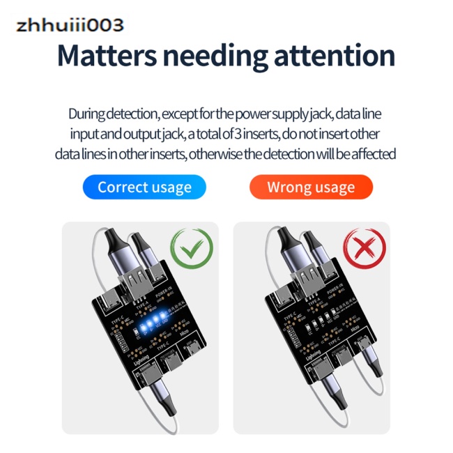 Bảng Mạch Kiểm Tra Cáp Dữ Liệu ZHIHUI Tương Thích Với Iphone Android Usb Type C