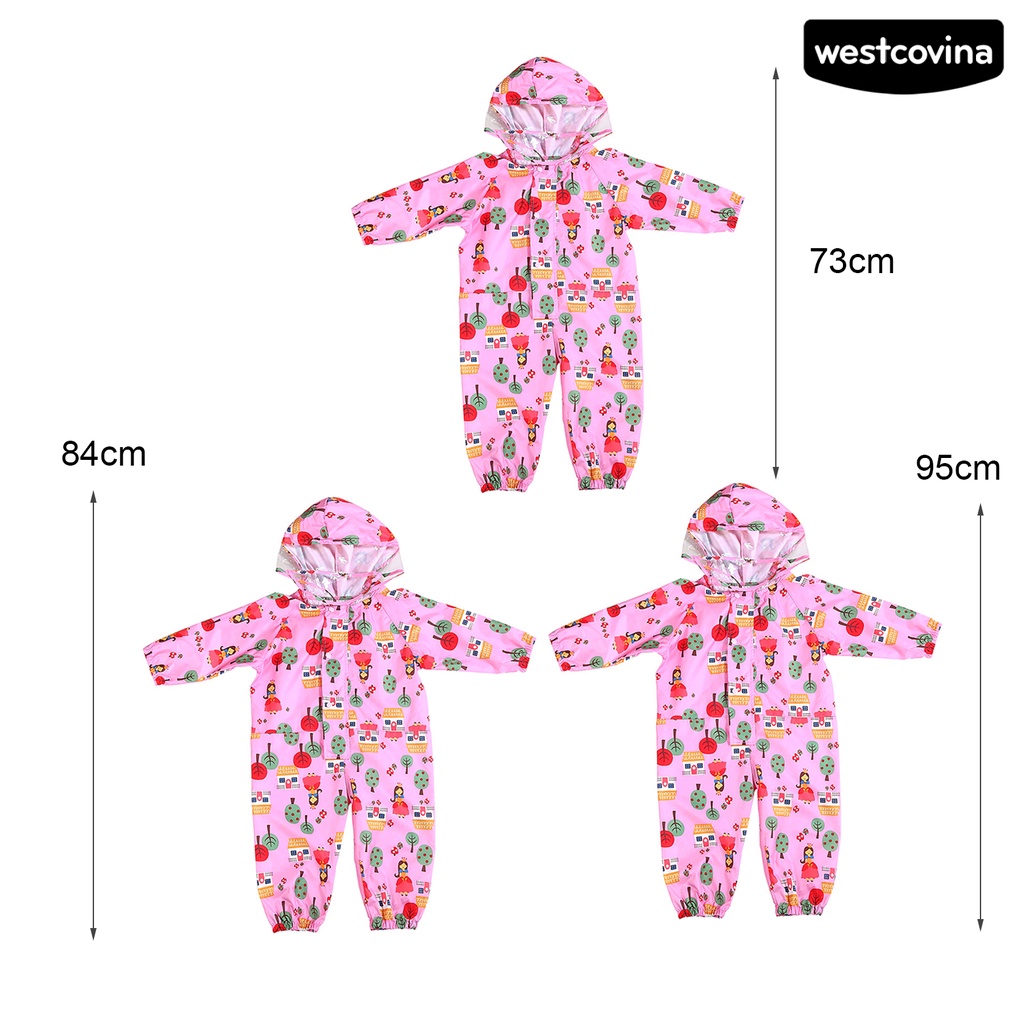 [COD]☁Áo Mưa Liền Thân Áo liền quần Chống Thấm Nước In Họa Tiết Hoạt Hình Dễ Thương Cho Bé Trai / Gái