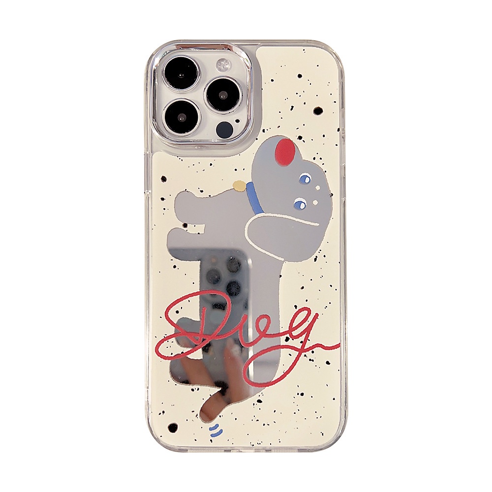 Ốp Điện Thoại Mặt Gương Trong Suốt Hình Chú Chó Cho Iphone 14 11 12 13 PRO MAX AT0264