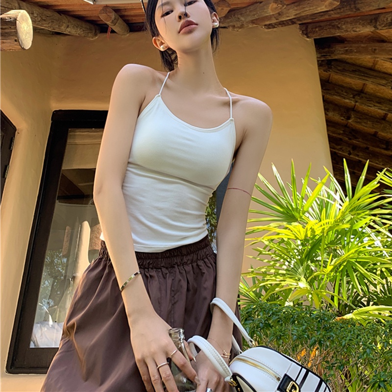 IELGY    Áo Hai Dây Hở Lưng Phong Cách Pháp Sang Trọng Cho Nữ