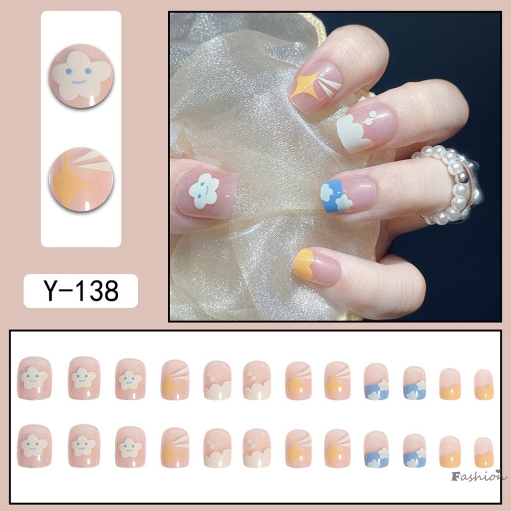 Móng Tay Giả Hình Đám Mây Và Ngôi Sao Màu Hồng Thoải Mái Tự Nhiên