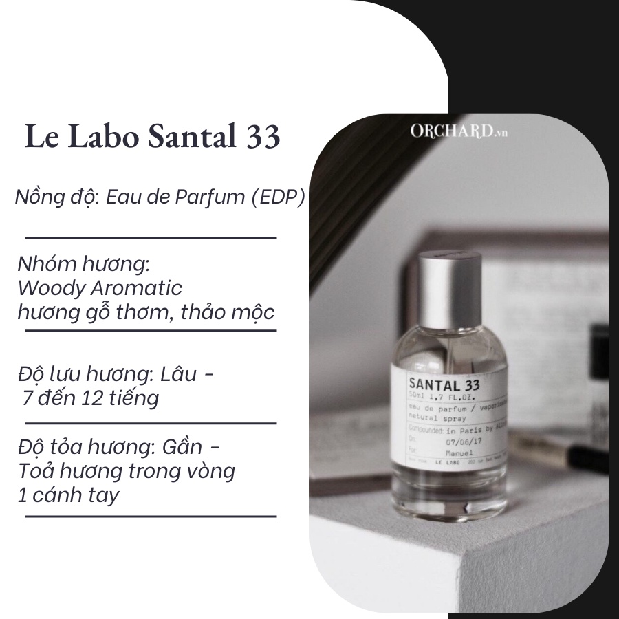 Nước hoa nam nữ Le Labo Santal 33 chiết 10ml chính hãng - Delimaperfume