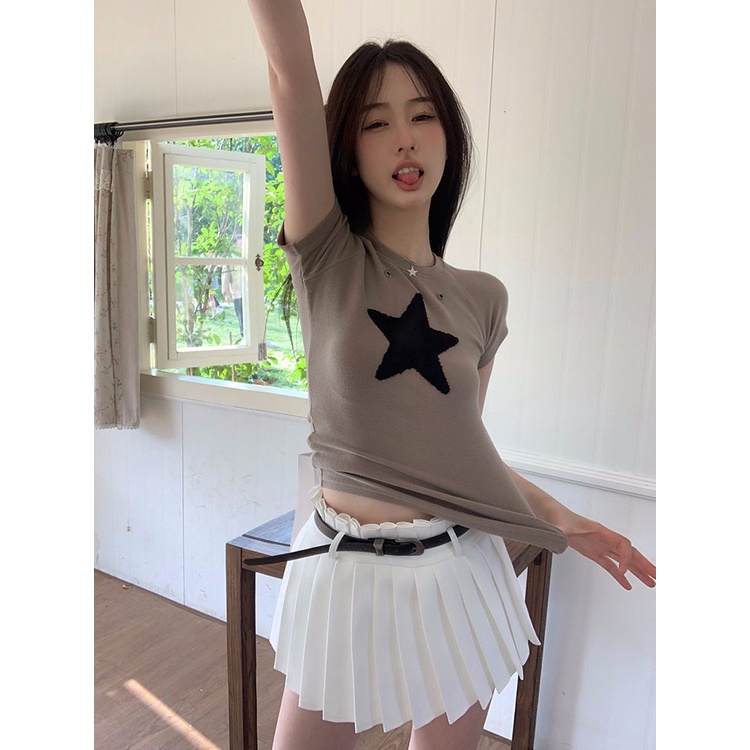 Áo baby tee Thun croptop Cotton Ngắn Tay Ôm Dáng Phong Cách Retro Mùa Hè Cho Nữ