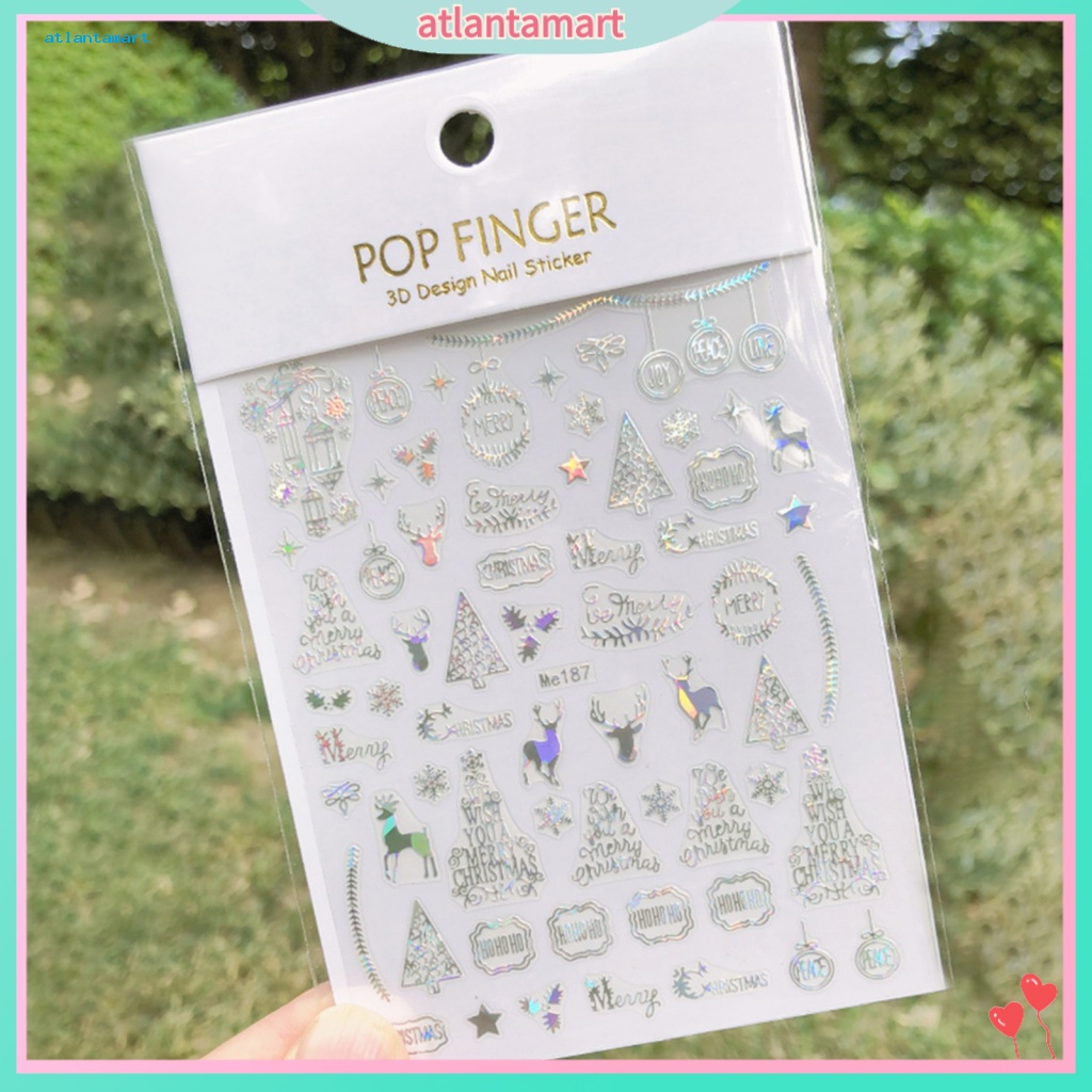 Túi Đựng Đồ Dùng Cao Cấp Tiện Dụng| 1 Tấm Sticker Dán Móng Tay 3D Chủ Đề Giáng Sinh
