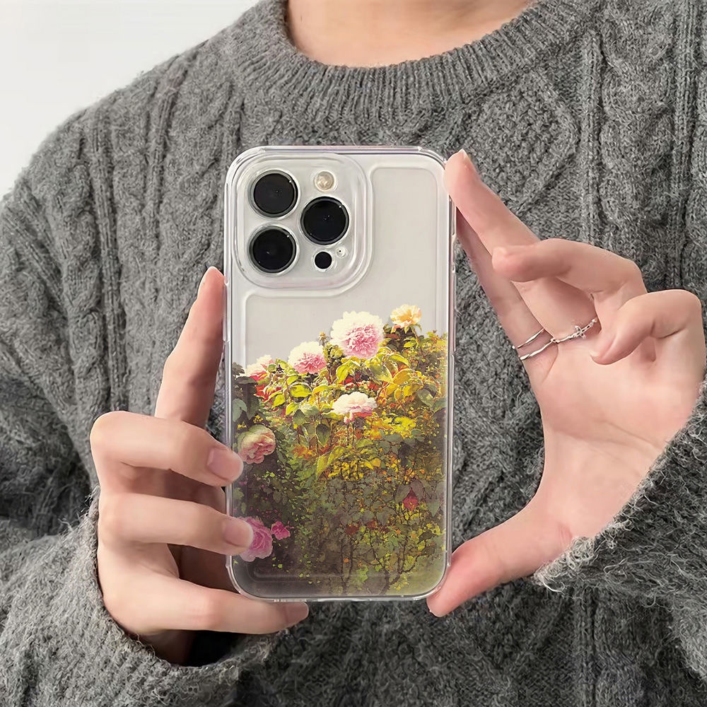 ✅Ốp Điện Thoại Mềm Chống Sốc Họa Tiết Hoa Mẫu Đơn Cho iPhone12 6In 11 13 14pro78plus 5PHR