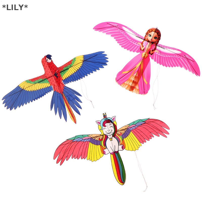 Lily phim hoạt hình trẻ em diều Mini nhựa đồ chơi diều + 40cm tay phanh cần câu đồ chơi uuu
