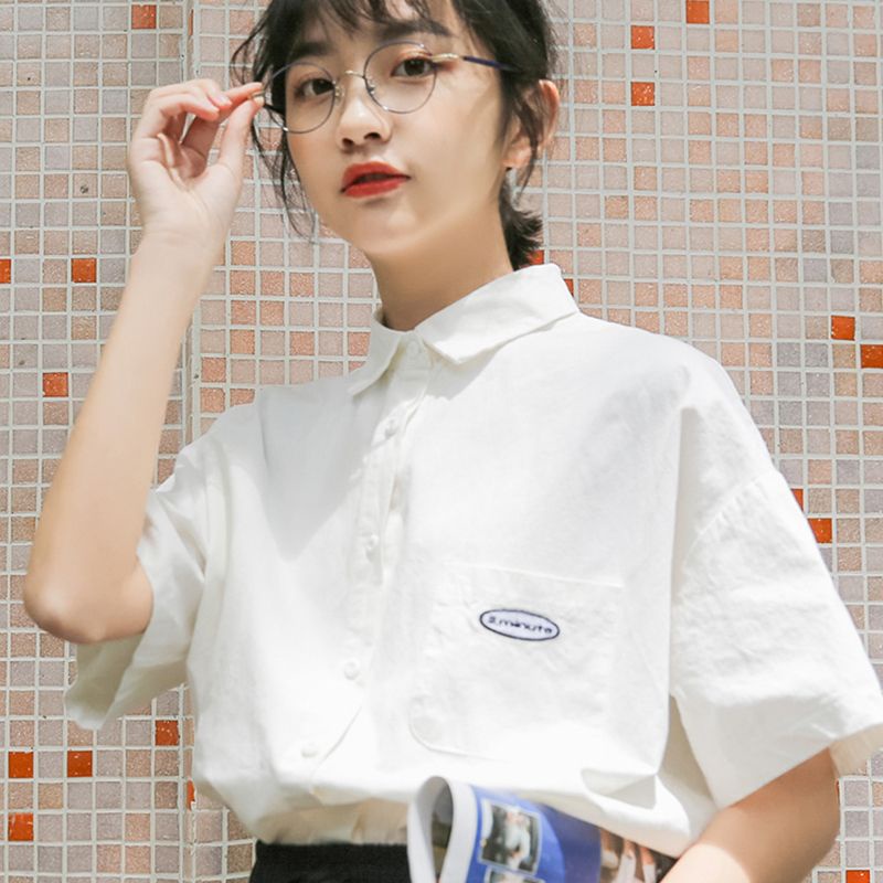 Áo Sơ Mi Tay Ngắn Dáng Rộng Phong Cách Hàn Quốc Thời Trang Mùa Hè Cho Nữ