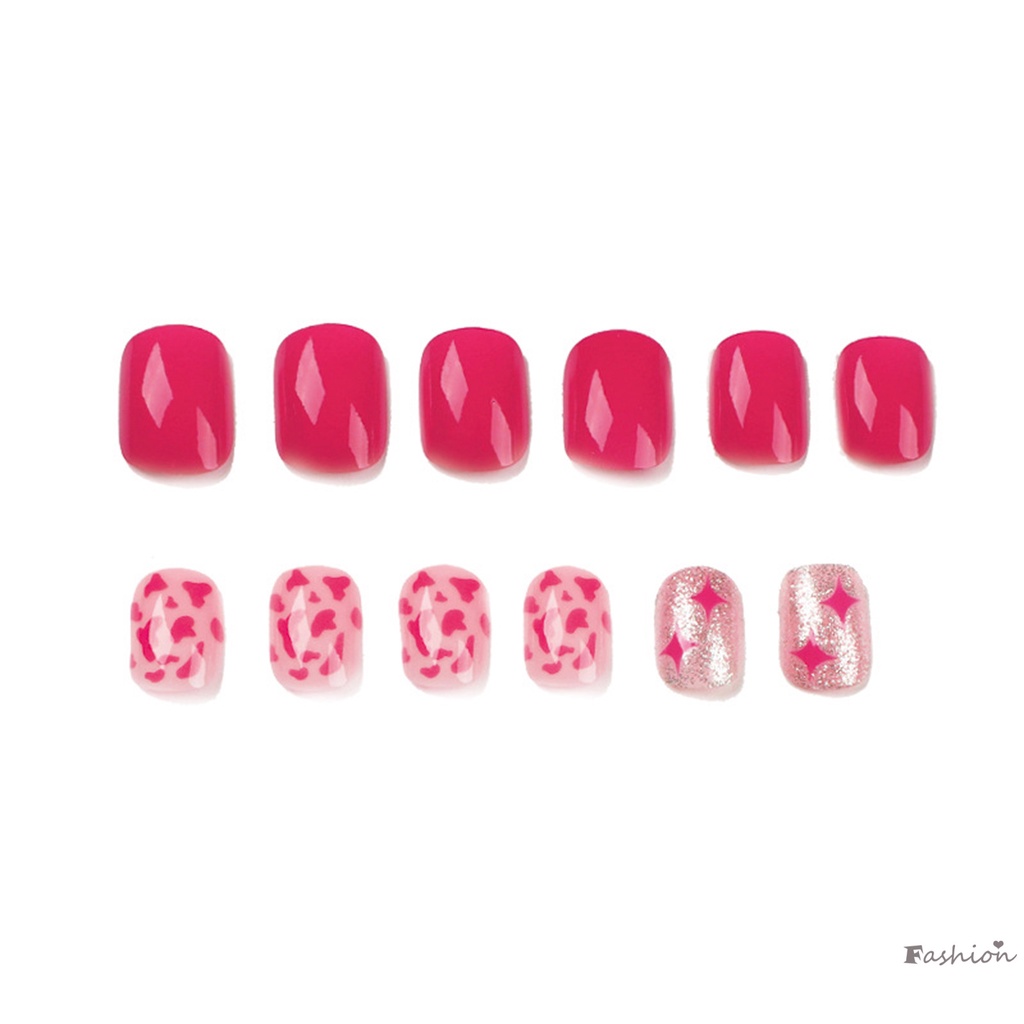 Móng Tay Giả In Họa Tiết Da Báo Màu Đỏ Hồng Thoải Mái Bền Bỉ Có Thể Tái