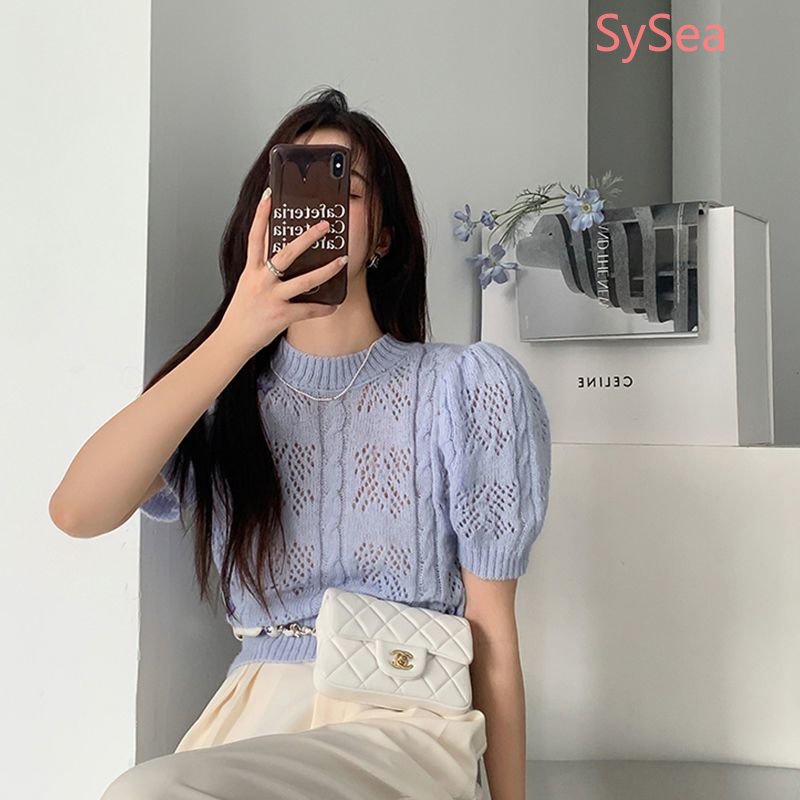 Áo Dệt Kim Cổ Tròn Thời Trang Mùa Hè Hàn Quốc Dành Cho Nữ