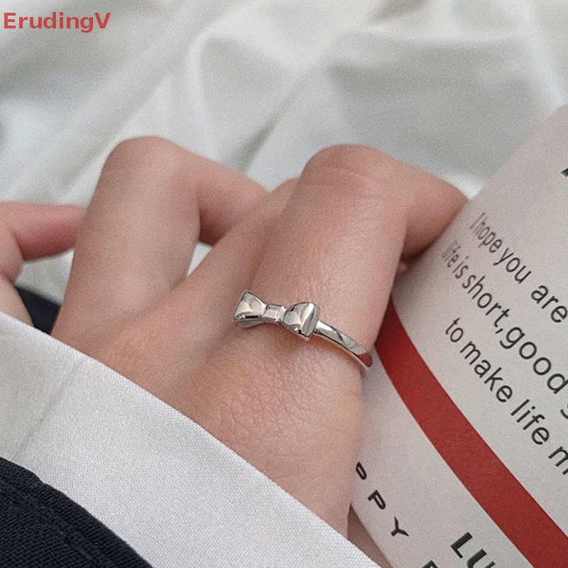 [ErudingV] Nhẫn Bạc Họa Tiết Nơ Đơn Giản Cá Tính Thời Trang Retro Cao Cấp Có Thể Điều Chỉnh Được Dành Cho Nữ [Mới]