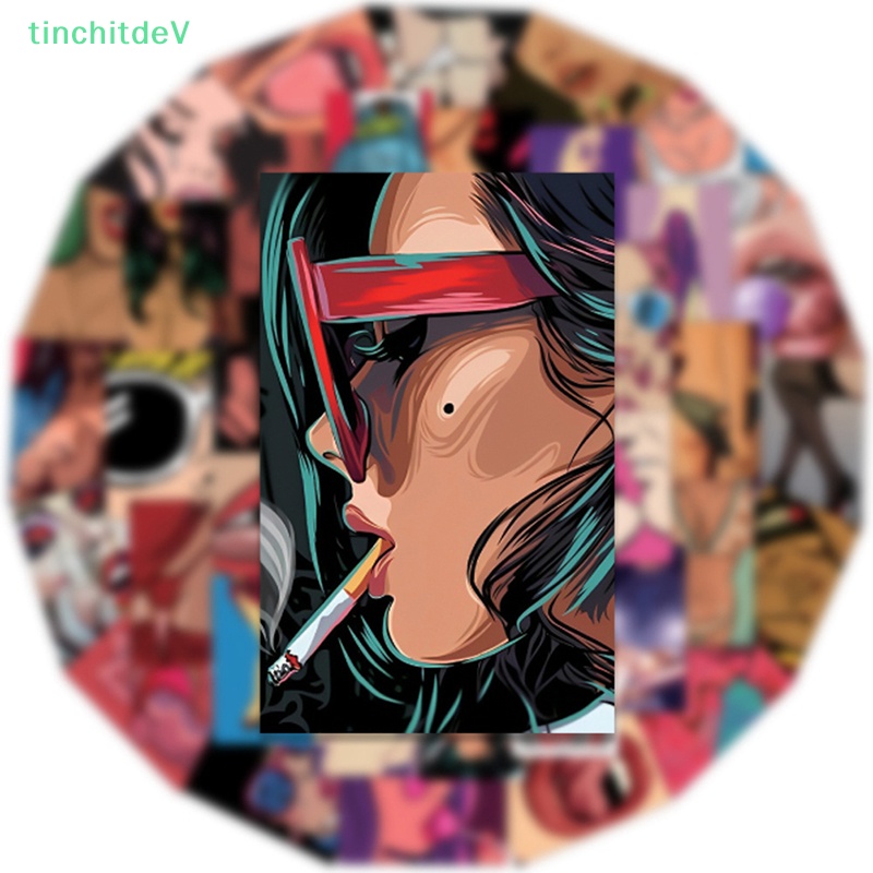 [TinchitdeV] Set 50 Miếng Dán Hình Cô Gái Anime Phương Tây Trang Trí Sổ Tay / Laptop / Ipad DIY