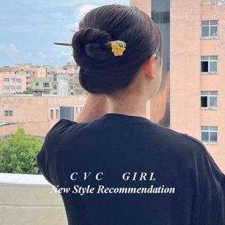 Trâm Cài Tóc Bằng Gỗ Hình Hoa Trà Khô Phong Cách Cổ Điển Thời Trang Cho Nữ