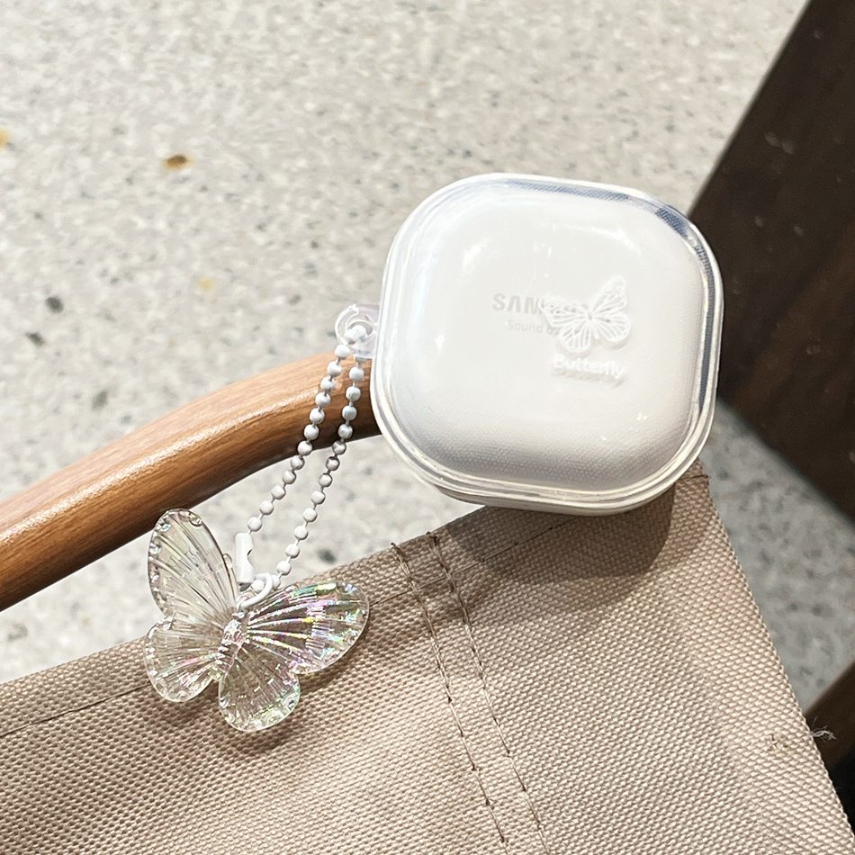 Vỏ Bảo Vệ Hộp Sạc Tai Nghe Samsung Galaxy buds live / buds2 Pro Galaxy buds2pro Bằng Silicon Họa Tiết Ngôi Sao / Bướm Dễ Thương Kèm Móc Khóa Tiện Dụng