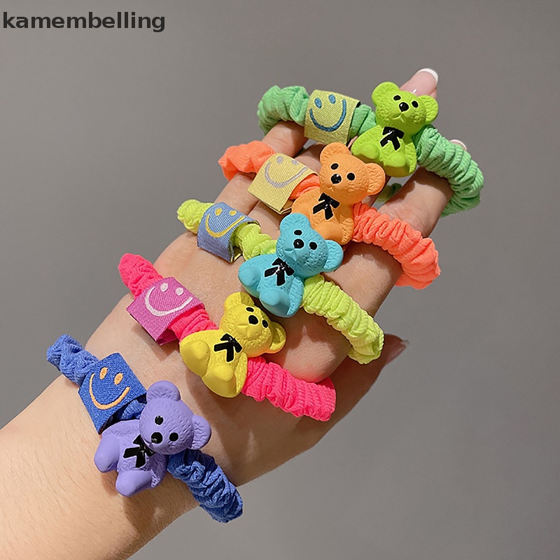 1 Dây Cột Tóc Co Dãn Màu Sắc Kẹo Ngọt Hình Chú Gấu Đáng Yêu